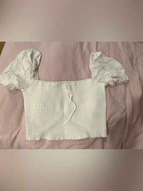 Wilfred White Smocked Off-Shoulder Top